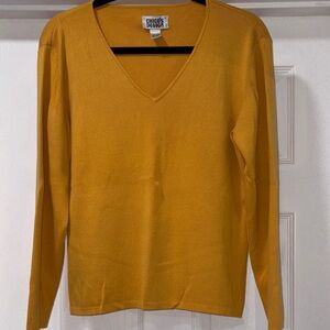 Chico's Silk Golden V-Neck Sweater